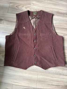 Bintage Wyoming Men's Burgundy 100% Virgin Wool Button Vest